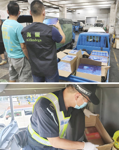 ◎ 海關在貨車上查獲大量未完稅香煙。