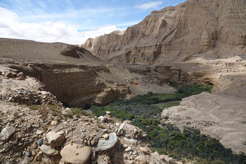 遺址的古河道。(中新社記者 孫自法 攝)