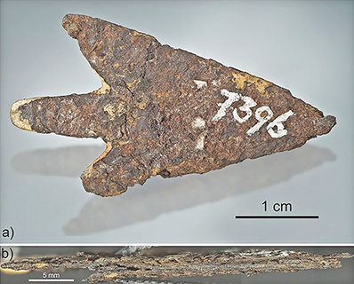 ◎ 研究團隊在瑞士發現有三千年歷史以鐵隕石製作的箭頭。