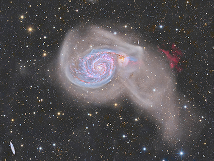 ◎ 二百五十五小時長曝光下的M51。