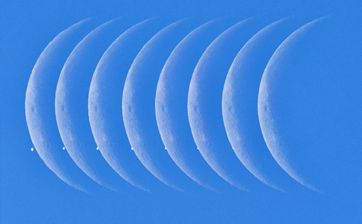 ◎ 白晝的月亮遇見晨星。