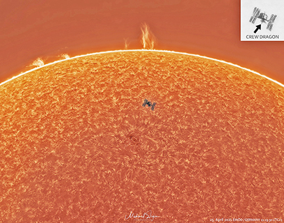 ◎ 太空站、日珥與太陽。