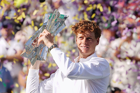 ◎ 辛納在美國印弟安泉網賽封王。(美聯社)