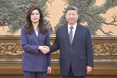 ◎ 四月十日上午,中共中央總書記習近平在北京會見鄭麗文主席率領的中國國民黨訪問團。(新華社記者 謝環馳 攝)