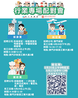 ◎ 勞工局下周辦三場行業配對會。