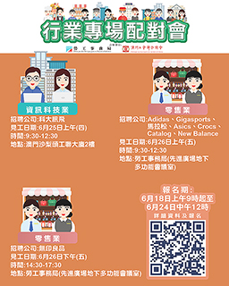◎ 勞工局下周辦三場行業配對會。
